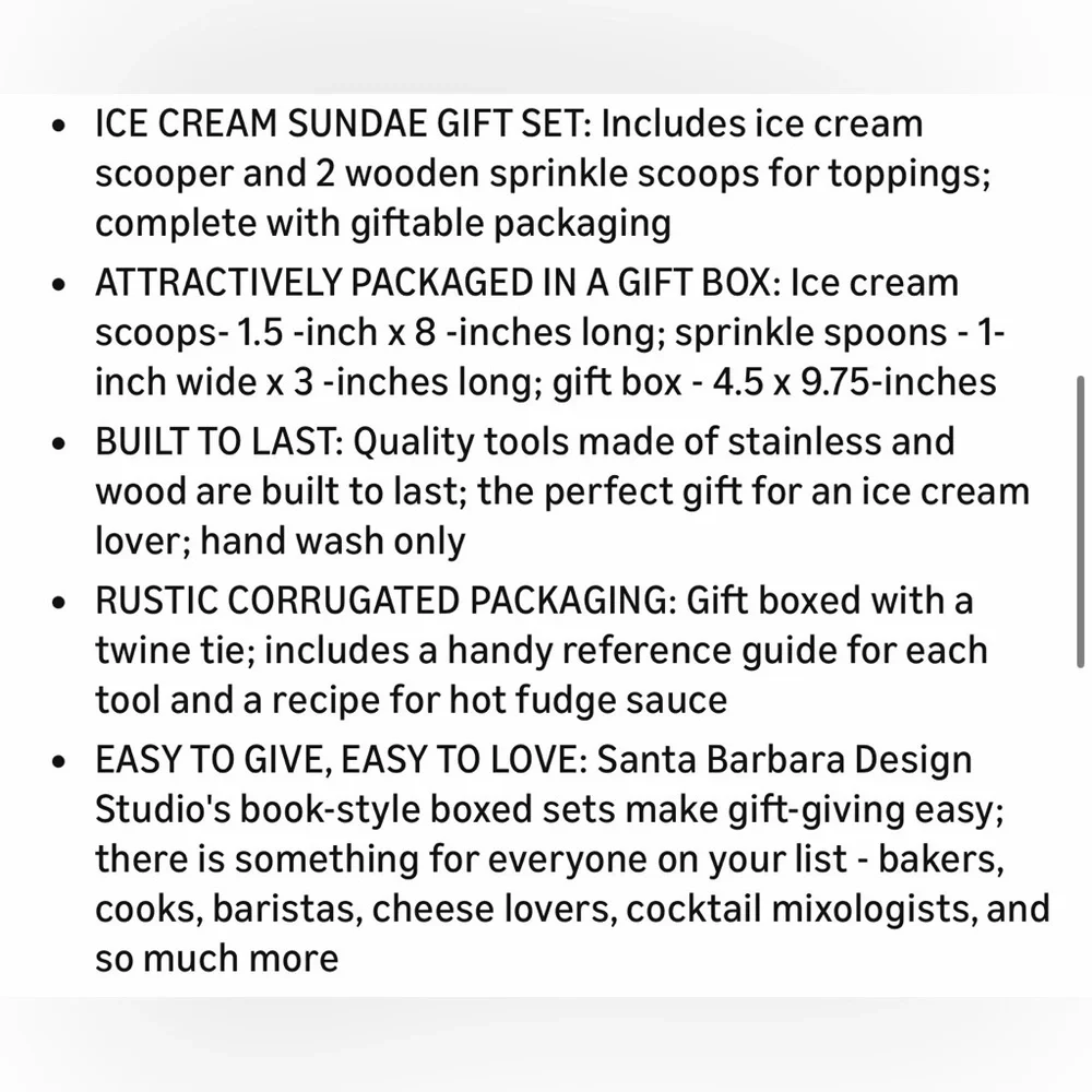 Ice Cream Sundae Set with Wooden Handle Scoop